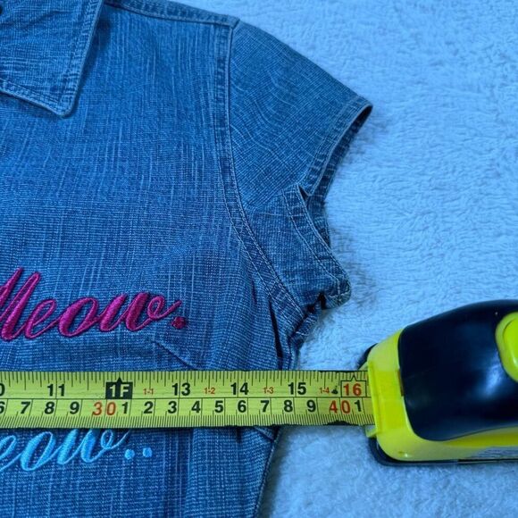 NWT Meow Meow Vintage Y2K Denim Mini Dress Zip Front Belted - Picture 5 of 6